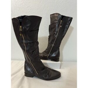 Catherine Malandrino Boots Annabelle Black Leather Riding 39 EU $360 SH02 8.5 US